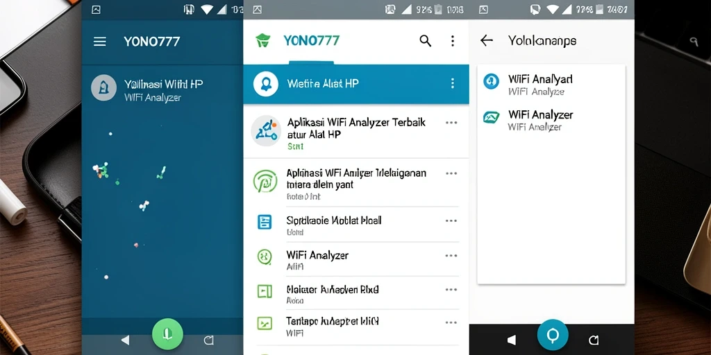 Tampilan antarmuka YONO777 yang menampilkan analisis jaringan WiFi yang detail.