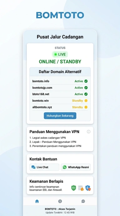 Tampilan link alternatif bomtoto