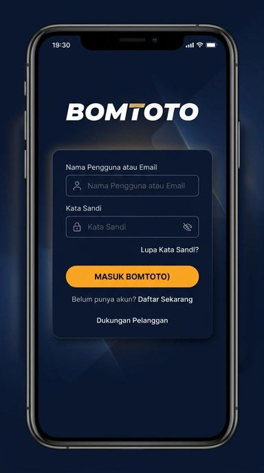 Tampilan halaman login bomtoto